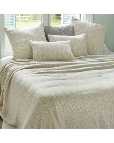 Dessus de lit en tissus jacquard coton ecru / noir 250 x 230