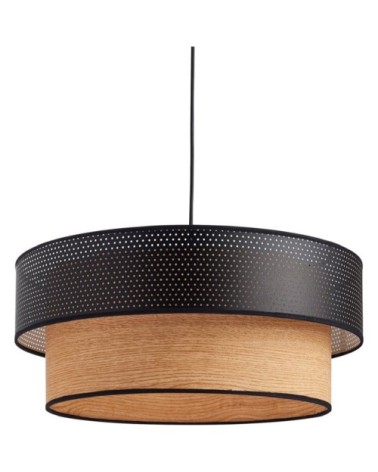 Suspension en coton perforé & bois D48cm