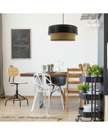 Suspension en coton perforé & bois D48cm