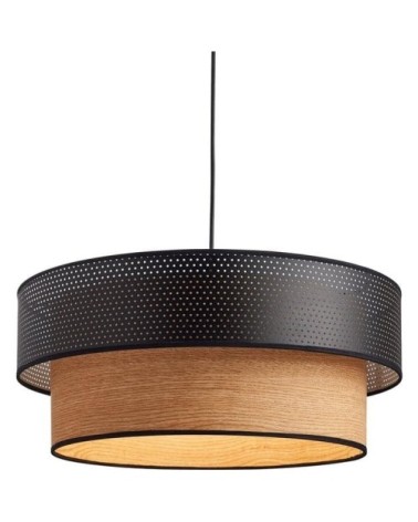 Suspension en coton perforé & bois D48cm