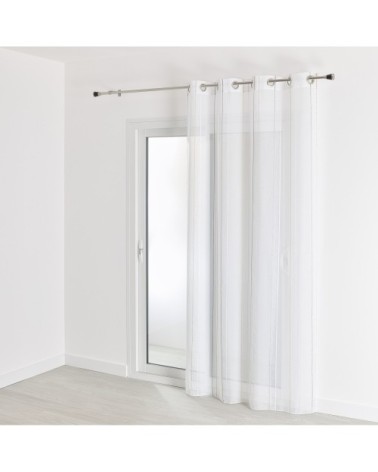 Voilage fantaisie à rayures polyester gris 240 x 140