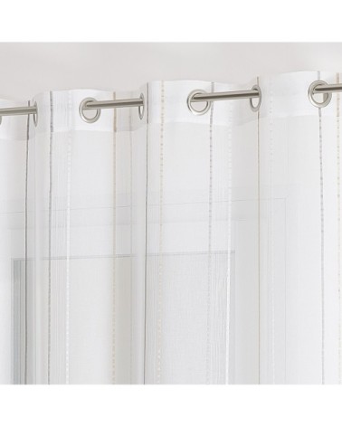 Voilage fantaisie à rayures polyester gris 240 x 140