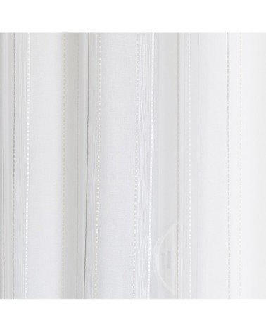 Voilage fantaisie à rayures polyester gris 240 x 140