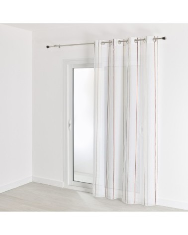 Voilage fantaisie à rayures polyester terracotta 240 x 140