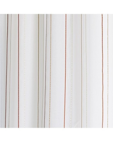 Voilage fantaisie à rayures polyester terracotta 240 x 140