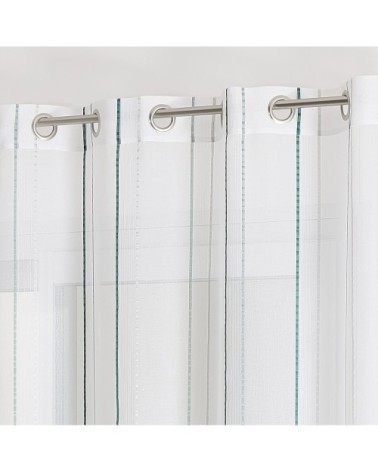 Voilage fantaisie à rayures polyester pétrole 240 x 140