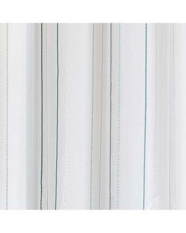 Voilage fantaisie à rayures polyester pétrole 240 x 140