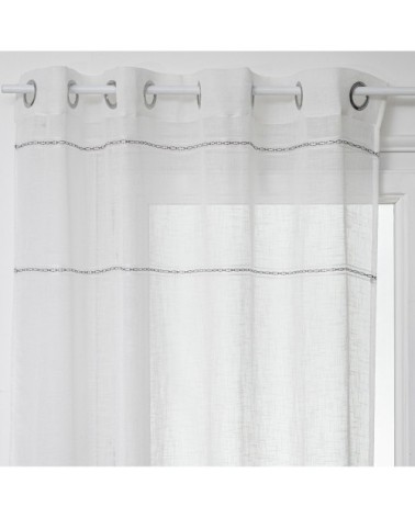 Voilage avec lignes ajourées polyester blanc 240 x 140