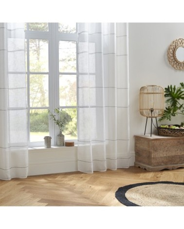 Voilage avec lignes ajourées polyester blanc 240 x 140