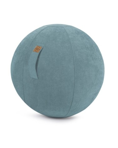 Balle d'assise design en suédine turquoise avec poignée D65