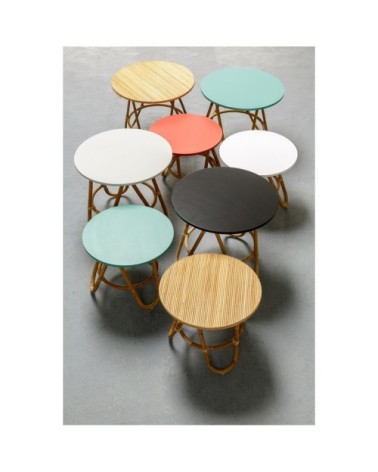 Table basse en rotin gigogne marron