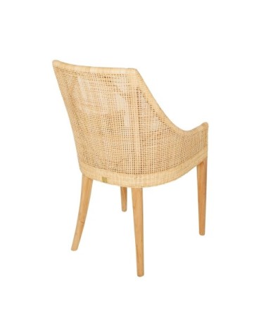 Fauteuil de table en cannage marron clair