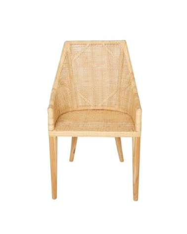Fauteuil de table en cannage marron clair