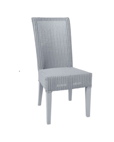 Chaise en Lloyd Loom laqué bleu gris