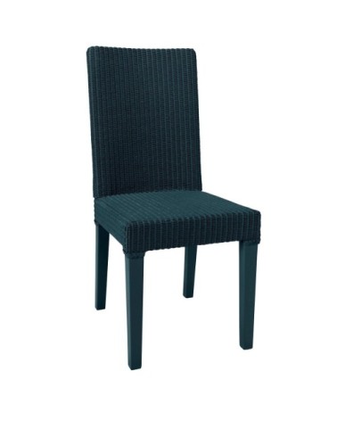 Chaise en Lloyd Loom bleu pétrole