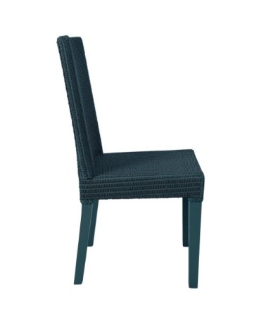 Chaise en Lloyd Loom bleu pétrole