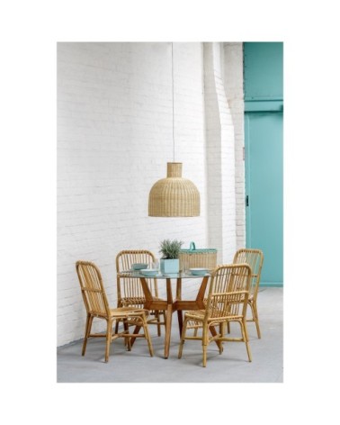 Chaise en rotin vintage beige