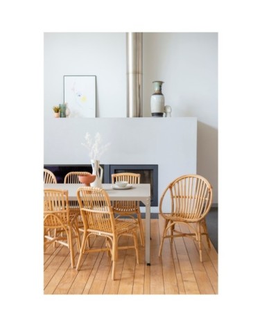 Chaise en rotin vintage beige