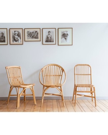 Chaise en rotin vintage beige foncé