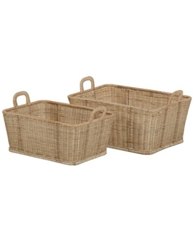 Set de mannes à linges en rotin beige clair