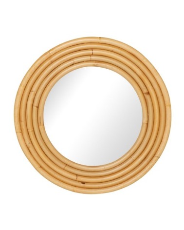 Miroir rond en rotin en rotin D70 beige foncé
