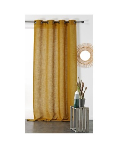 Rideau tamisant et naturel en 100% lin moutarde 260 x 145
