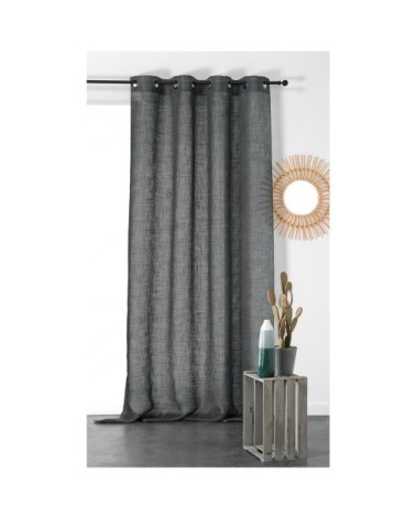 Rideau tamisant et naturel en 100% lin gris anthracite 260 x 145