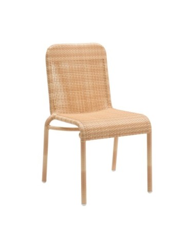 Chaise de jardin tressée en résine beige clair