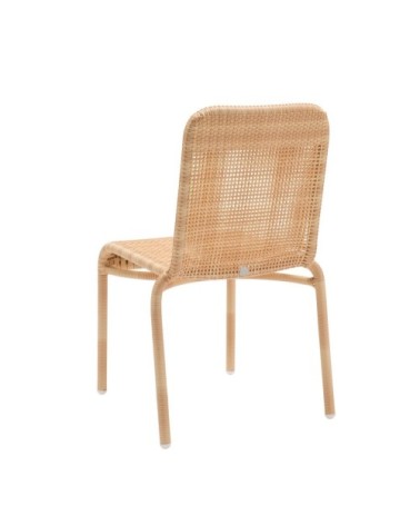 Chaise de jardin tressée en résine beige clair