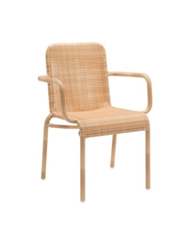 Fauteuil de table de jardin en résine beige clair