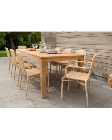 Fauteuil de table de jardin en résine beige clair