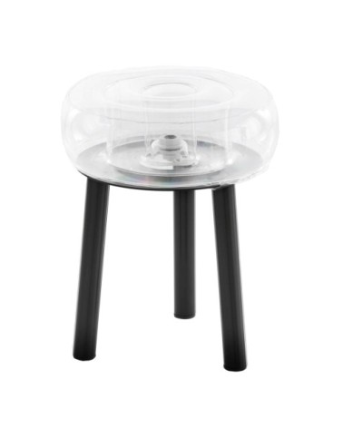 Tabouret tpu transparent pieds en aluminium
