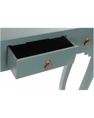Console en bois 3 tiroirs bleu canard