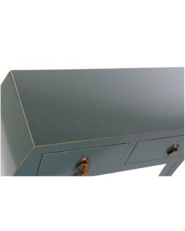 Console en bois 3 tiroirs bleu canard
