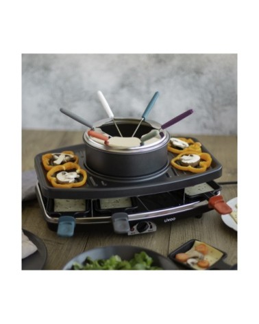 Appareil à raclette/grill/fondue en métal noir