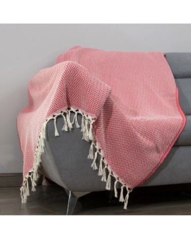 Plaid laine rouge 160x250