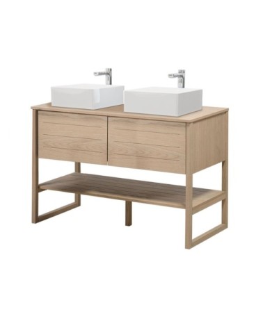 Meuble de salle de bain 120 cm avec vasques blanches carrées