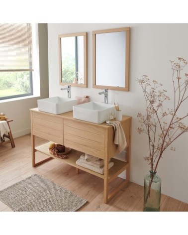 Meuble de Salle De Bain Chêne 120 cm  + 2 Miroirs + 2 Vasques carrées