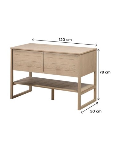 Meuble de salle de bain avec colonne et miroirs effet bois clair