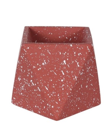 Cache-pot hexagonal en terrazzo rouge brique H9