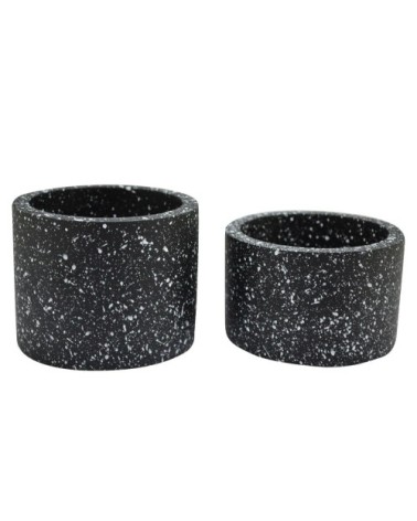 Cachepot en béton effet terrazzo noir (x2)