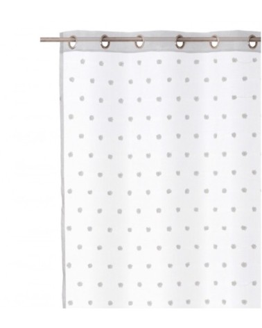 Voilage à oeillets blanc motifs pois 140x260cm