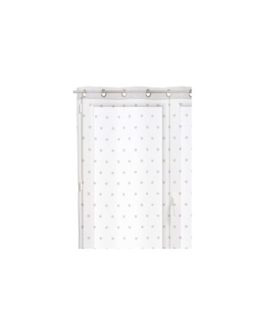 Voilage à oeillets blanc motifs pois 140x260cm