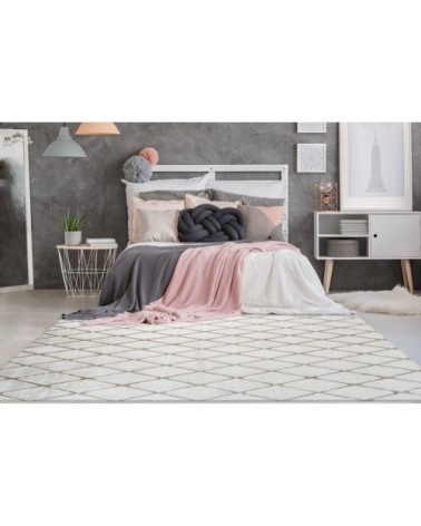 Tapis en polyester blanc et taupe 80x150