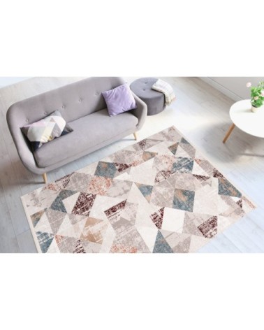 Tapis en polyester gris et rose saumon 120x180