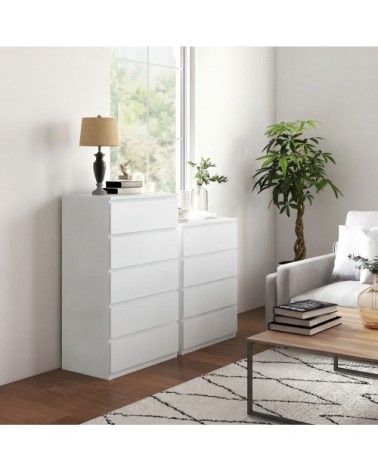 Commode chambre 4 tiroirs bois blanc