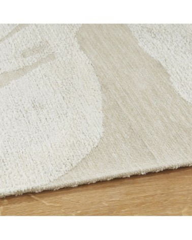 Tapis tissage jacquard beige et blanc 155x230