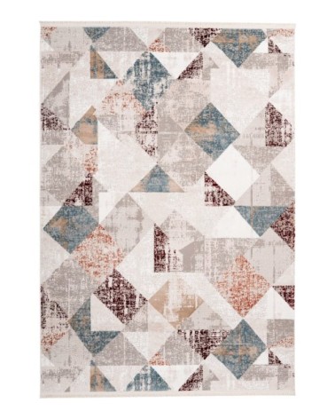 Tapis en polyester gris et rose saumon 80x150