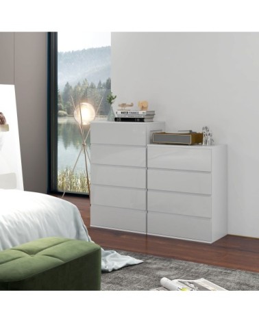 Commode chambre 4 tiroirs bois blanc