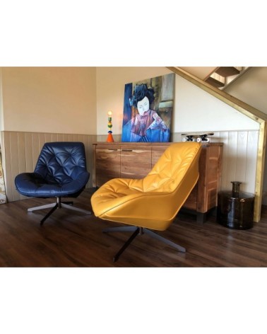 Fauteuil moderne aspect cuir jaune